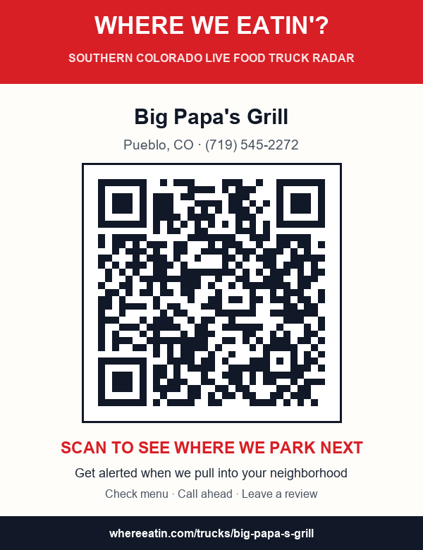 QR sticker for Big Papa's Grill