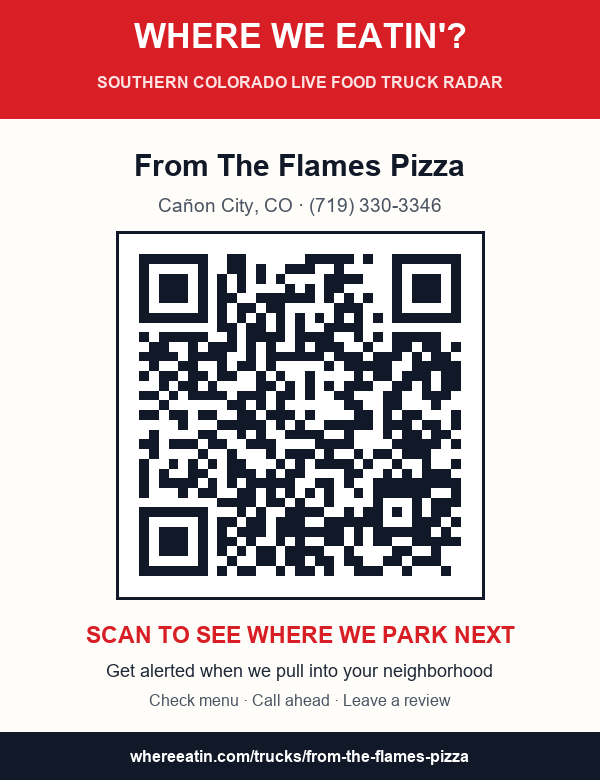 QR sticker for From The Flames Pizza