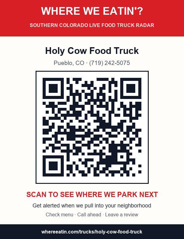 QR sticker for Holy Cow Food Truck