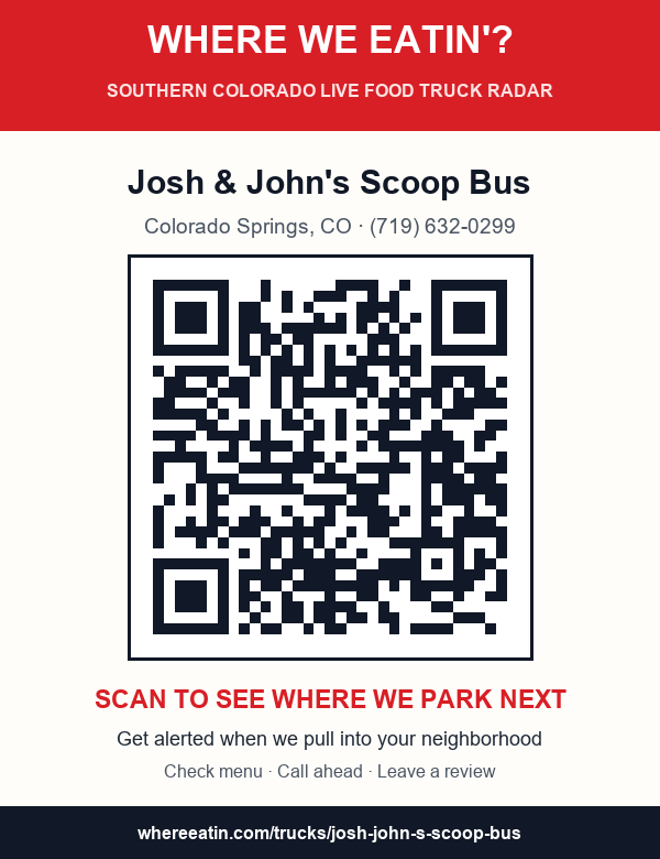 QR sticker for Josh & John's Scoop Bus